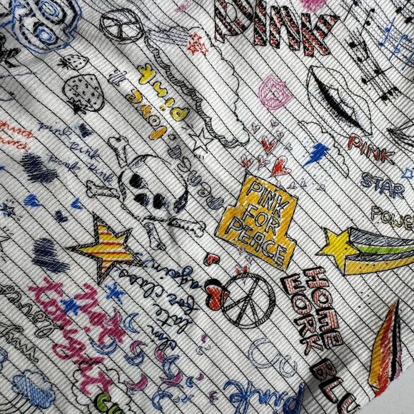 Y2K (2007) VS PINK Grafitti Print Tank Top Size Small EUC Long Length Racer Back - Picture 5 of 12